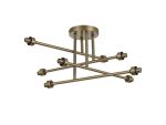 Giuseppe 68cm Antique Brass 8 Light G9 Universal Crossed Arm Semi Flush Light (FRAME ONLY), For A Vast Range Of Glass Shades