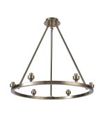 Giuseppe 60cm Antique Brass 6 Light Round G9 Universal Cartwheel Fixed Pendant (FRAME ONLY), For A Vast Range Of Glass Shades
