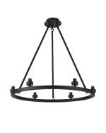 Giuseppe 60cm Satin Black 6 Light Round G9 Universal Cartwheel Fixed Pendant (FRAME ONLY), For A Vast Range Of Glass Shades