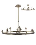 Giuseppe 80cm Antique Brass 8 + 4 Light Round G9 Universal Cartwheel Telescopic Light (FRAME ONLY), For A Vast Range Of Glass Shades