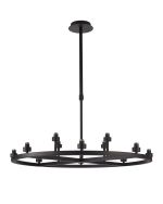 Giuseppe 80cm Satin Black 8 + 4 Light Round G9 Universal Cartwheel Telescopic Light (FRAME ONLY), For A Vast Range Of Glass Shades