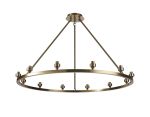 Giuseppe 95cm Antique Brass 12 Light Round G9 Universal Cartwheel Fixed Pendant (FRAME ONLY), For A Vast Range Of Glass Shades