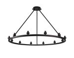 Giuseppe 95cm Satin Black 12 Light Round G9 Universal Cartwheel Fixed Pendant (FRAME ONLY), For A Vast Range Of Glass Shades