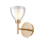 Giuseppe Adjustable Switched Wall Lamp With Curved Cone Glass (U), 1 Light G9, French Gold/Iridescent/Opal