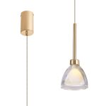 Giuseppe 12cm Single Pendant 2m With Curved Cone Glass (U), 1 Light G9, French Gold/Iridescent/Opal