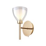 Giuseppe Switched Wall Lamp With Curved Cone Glass (U), 1 Light G9, French Gold/Iridescent/Opal