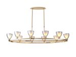 Giuseppe Oval Cartwheel Pendant With Curved Cone Glass (U), 10 Light G9, French Gold/Iridescent/Opal