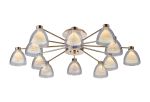 Giuseppe 93cm Semi Flush With Curved Cone Glass (U), 12 Light G9, French Gold/Iridescent/Opal