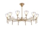 Giuseppe 93cm Telescopic Pendant With Curved Cone Glass (U), 12 Light G9, French Gold/Iridescent/Opal