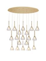Giuseppe Oval Multiple Pendant 2m With Curved Cone Glass (U), 19 Light G9, French Gold/Iridescent/Opal/Matt Gold
