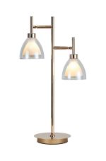 Giuseppe Reader Table Lamp With Curved Cone Glass (U), 2 Light G9, French Gold/Iridescent/Opal