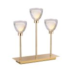 Giuseppe Rectangular Table Lamp Touch Switch With Curved Cone Glass (U), 3 Light G9, French Gold/Iridescent/Opal