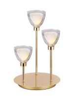 Giuseppe Round Table Lamp Touch Switch With Curved Cone Glass (U), 3 Light G9, French Gold/Iridescent/Opal