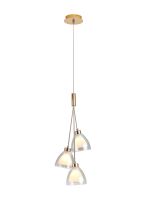 Giuseppe 2m 1 Drop Cluster Pendant With Curved Cone Glass (U), 3 Light G9, French Gold/Iridescent/Opal