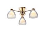 Giuseppe 45.5cm Semi Flush With Curved Cone Glass (U), 3 Light G9, French Gold/Iridescent/Opal