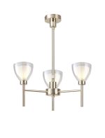 Giuseppe 48cm Telescopic/Semi Flush With Curved Cone Glass (U), 3 Light G9, French Gold/Iridescent/Opal