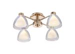 Giuseppe 48cm Semi Flush With Curved Cone Glass (U), 4 Light G9, French Gold/Iridescent/Opal