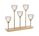 Giuseppe Rectangular Table Lamp Touch Switch With Curved Cone Glass (U), 5 Light G9, French Gold/Iridescent/Opal