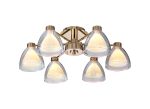 Giuseppe 53cm Semi Flush With Curved Cone Glass (U), 6 Light G9, French Gold/Iridescent/Opal