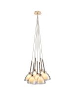 Giuseppe 23cm 1.5m Cluster Pendant With Curved Cone Glass (U), 7 Light G9, French Gold/Iridescent/Opal