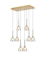 Giuseppe Rectangle Multiple Pendant 2m With Curved Cone Glass (U), 8 Light G9, French Gold/Iridescent/Opal/Matt Gold