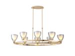 Giuseppe Oval Cartwheel Pendant With Curved Cone Glass (U), 8 Light G9, French Gold/Iridescent/Opal