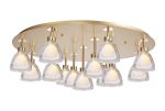 Giuseppe 82cm 80cm Round Flush With Curved Cone Glass (U), 13 Light G9, French Gold/Iridescent/Opal/Matt Gold