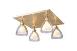 Giuseppe 40cm Square Flush With Curved Cone Glass (U), 4 Light G9, French Gold/Iridescent/Opal/Matt Gold