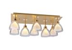 Giuseppe Rectangle Flush With Curved Cone Glass (U), 8 Light G9, French Gold/Iridescent/Opal/Matt Gold