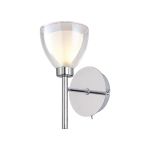 Giuseppe Switched Wall Lamp With Curved Cone Glass (U), 1 Light G9, Polished Chrome/Iridescent/Opal