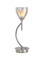 Giuseppe Vertical Table Lamp With Curved Cone Glass (U), 1 Light G9, Polished Chrome/Iridescent/Opal