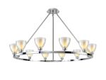 Giuseppe Round Fixed Pendant With Curved Cone Glass (U), 12 Light G9, Polished Chrome/Iridescent/Opal
