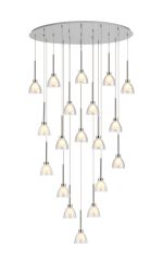 Giuseppe Oval Multiple Pendant 2m With Curved Cone Glass (U), 19 Light G9, Polished Chrome/Iridescent/Opal