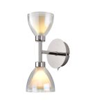 Giuseppe Switched Up / Down Wall Lamp With Curved Cone Glass (U), 2 Light G9, Polished Chrome/Iridescent/Opal