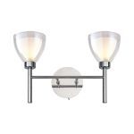 Giuseppe Switched Wall Lamp With Curved Cone Glass (U), 2 Light G9, Polished Chrome/Iridescent/Opal