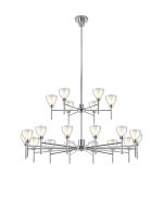 Giuseppe 113cm 2-Tier Pendant With Curved Cone Glass (U), 20 Light G9, Polished Chrome/Iridescent/Opal