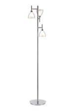 Giuseppe Floor Lamp With Curved Cone Glass (U), 3 Light G9, Polished Chrome/Iridescent/Opal