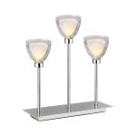 Giuseppe Rectangular Table Lamp Touch Switch With Curved Cone Glass (U), 3 Light G9, Polished Chrome/Iridescent/Opal