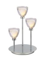 Giuseppe Round Table Lamp Touch Switch With Curved Cone Glass (U), 3 Light G9, Polished Chrome/Iridescent/Opal