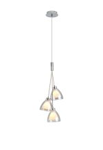 Giuseppe 2m 1 Drop Cluster Pendant With Curved Cone Glass (U), 3 Light G9, Polished Chrome/Iridescent/Opal