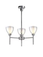 Giuseppe 48cm Telescopic/Semi Flush With Curved Cone Glass (U), 3 Light G9, Polished Chrome/Iridescent/Opal