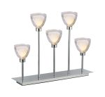 Giuseppe Rectangular Table Lamp Touch Switch With Curved Cone Glass (U), 5 Light G9, Polished Chrome/Iridescent/Opal