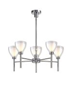 Giuseppe 58cm Telescopic/Semi Flush With Curved Cone Glass (U), 5 Light G9, Polished Chrome/Iridescent/Opal