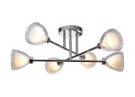 Giuseppe 68cm Crossed Arm Semi Flush With Curved Cone Glass (U), 6 Light G9, Polished Chrome/Iridescent/Opal
