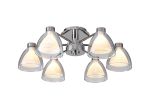 Giuseppe 53cm Semi Flush With Curved Cone Glass (U), 6 Light G9, Polished Chrome/Iridescent/Opal
