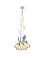 Giuseppe 23cm 1.5m Cluster Pendant With Curved Cone Glass (U), 7 Light G9, Polished Chrome/Iridescent/Opal