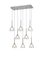 Giuseppe Rectangle Multiple Pendant 2m With Curved Cone Glass (U), 8 Light G9, Polished Chrome/Iridescent/Opal