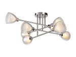 Giuseppe 84cm Crossed Arm Semi Flush With Curved Cone Glass (U), 8 Light G9, Polished Chrome/Iridescent/Opal