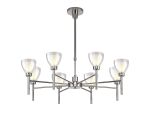 Giuseppe 78cm Telescopic/Semi Flush With Curved Cone Glass (U), 8 Light G9, Polished Chrome/Iridescent/Opal