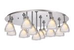 Giuseppe 82cm 80cm Round Flush With Curved Cone Glass (U), 13 Light G9, Polished Chrome/Iridescent/Opal